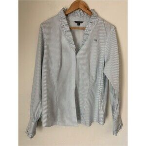 Brooks Brothers Preppy Pima Cotton Long Sleeve Pinstripe Shirt Nautical Coastal